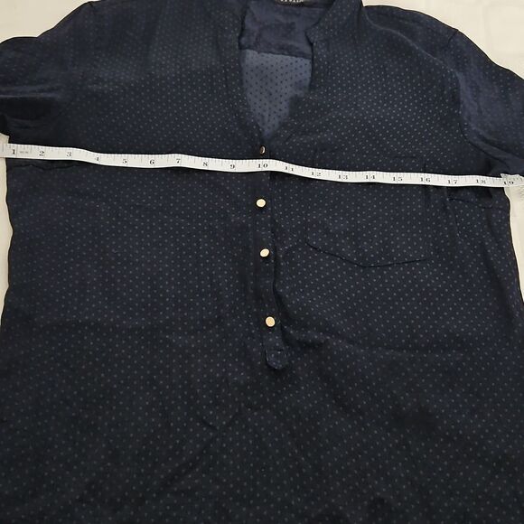 Zara Women's Casual Button-Down Shirt Long Sleeves Shirt Navy Blue Small - Picture 8 of 16